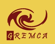 logo du GREMCA: sorte de spirale artistique, ressemblant à un oiseau exotique rouge, sur fonds jaune.